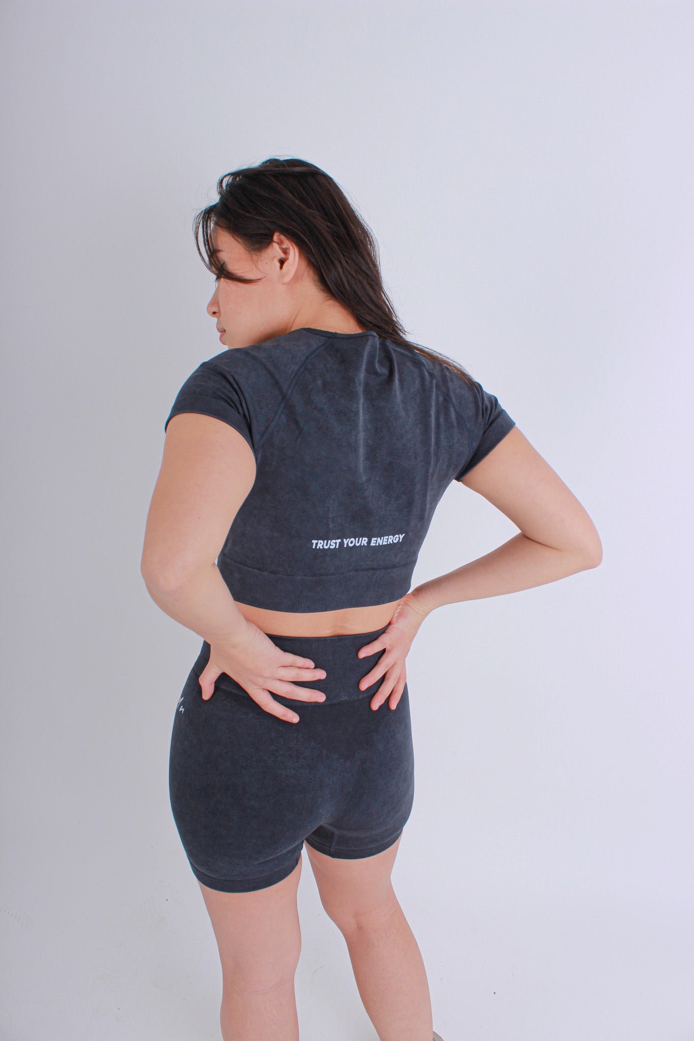 HNDR Acid Activewear Seamless Crop Top & Shorts Co-ord In Black