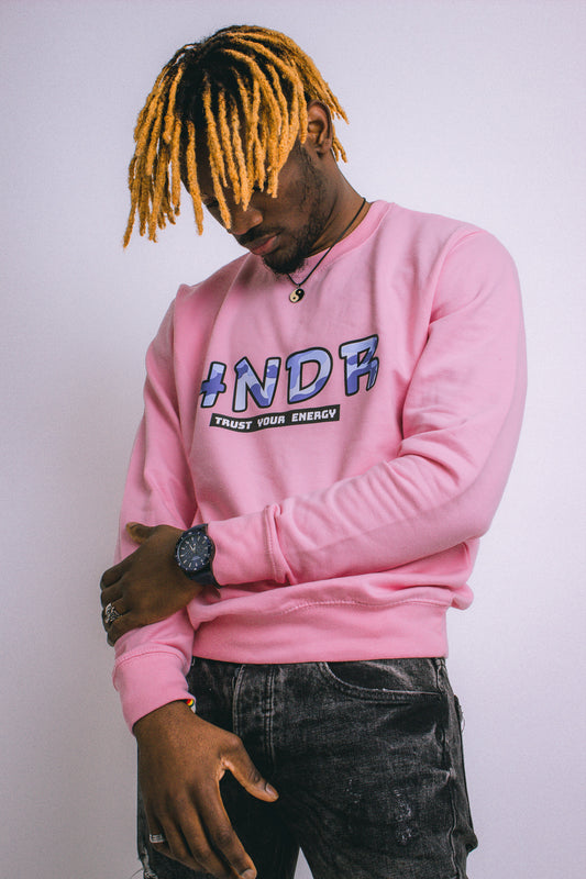 HNDR Baby Pink Sweatshirt With Blue Camo Print