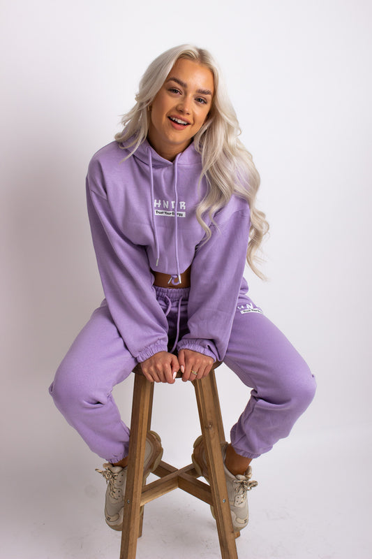 HNDR Cropped Hoodie & Joggers Tracksuit - Lilac