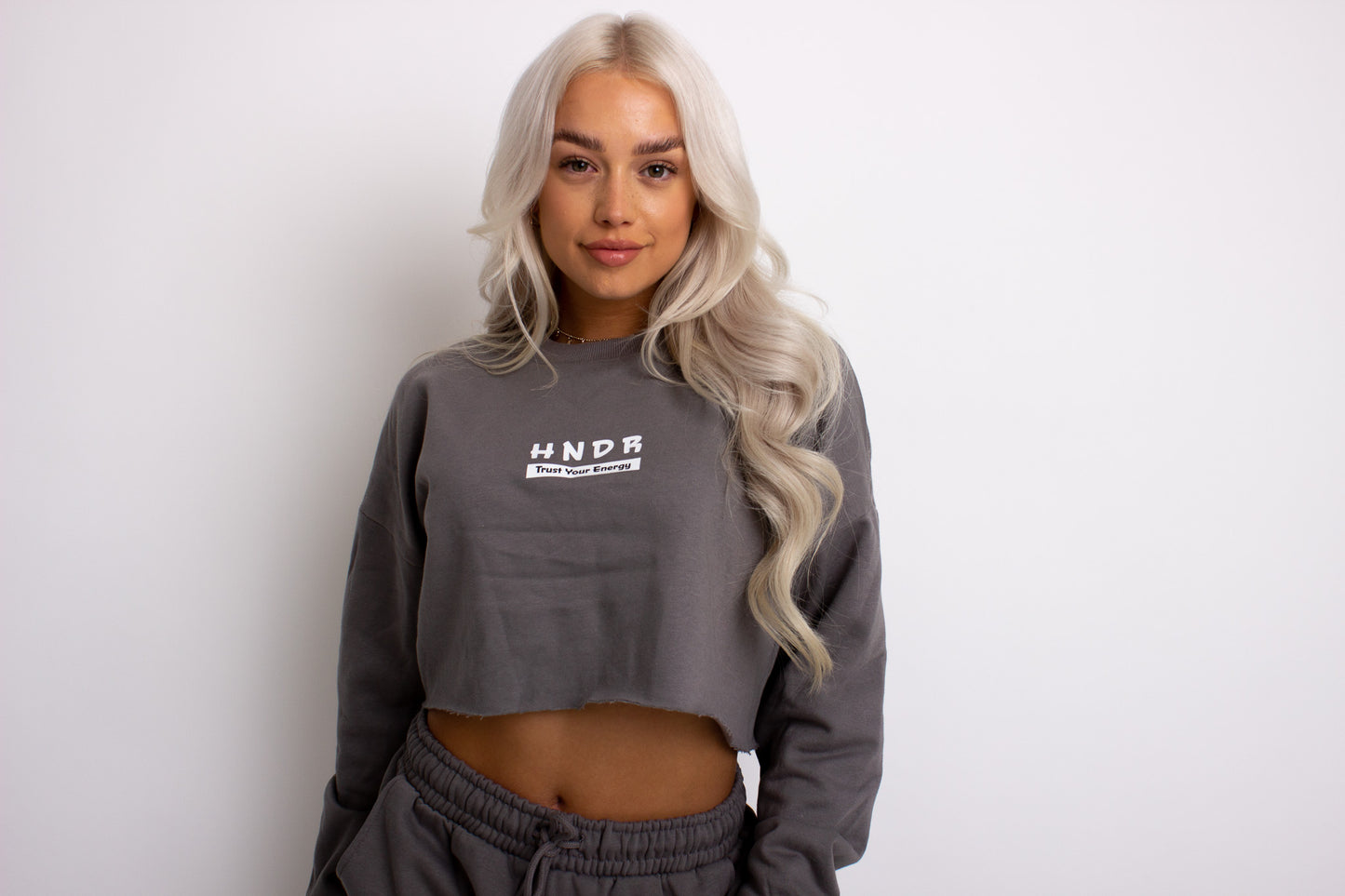 HNDR Oversized Cropped Sweatshirt In Dark Grey