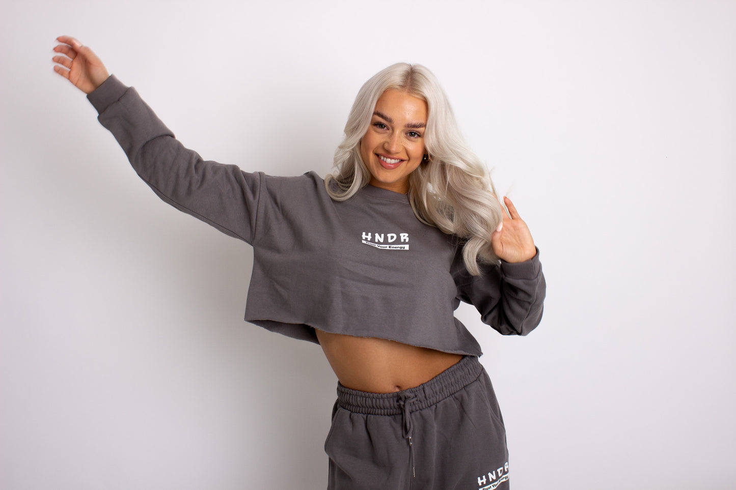 HNDR Oversized Cropped Sweatshirt In Dark Grey